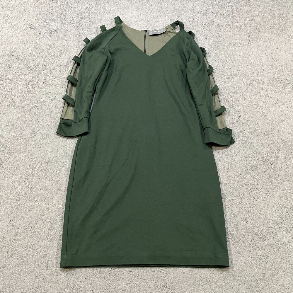 Sunday in Brooklyn Olive Green Cage Strap Cold Shoulder Sheath Dress Womens Sz S